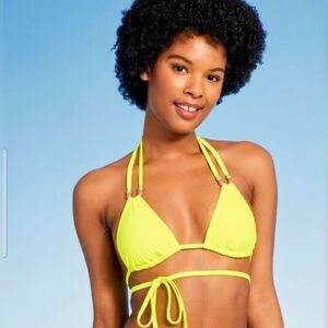 Like NEW Wild Fable Yellow Beaded Halter Bikini Top • Size Small •
